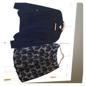 Dress barn Navy Jacket and floral navy/gray skirt